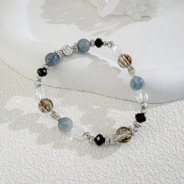 天然石│黑金超七 ‧ 黑碧璽 ‧ 白水晶 ‧ 兔毛晶│夜序曲 ‧ 水晶手串