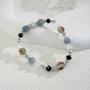 天然石│黑金超七 ‧ 黑碧璽 ‧ 白水晶 ‧ 兔毛晶│夜序曲 ‧ 水晶手串