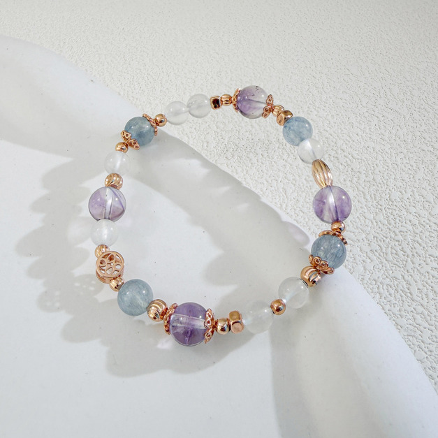 天然石│紫水晶 ‧ 月光石 ‧ 兔毛晶│尼羅河之戀  ‧ 水晶手串