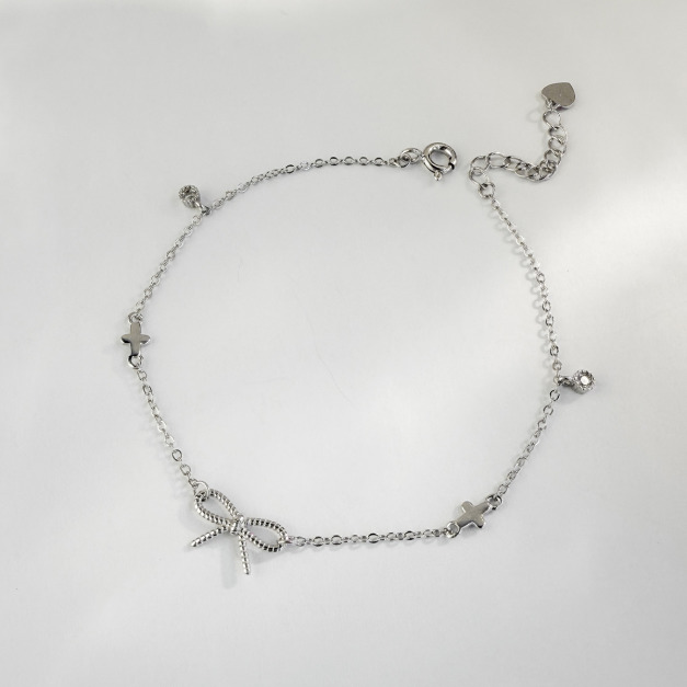 十字架蝴蝶結 ‧ 純銀手鍊
