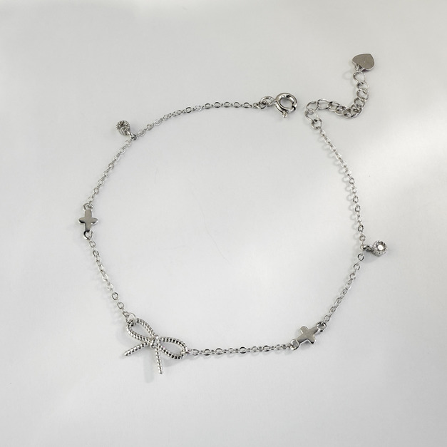 十字架蝴蝶結 ‧ 純銀手鍊
