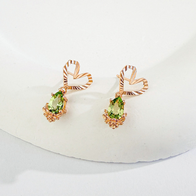 天然石│橄欖石心弦微光 ‧ 純銀耳環