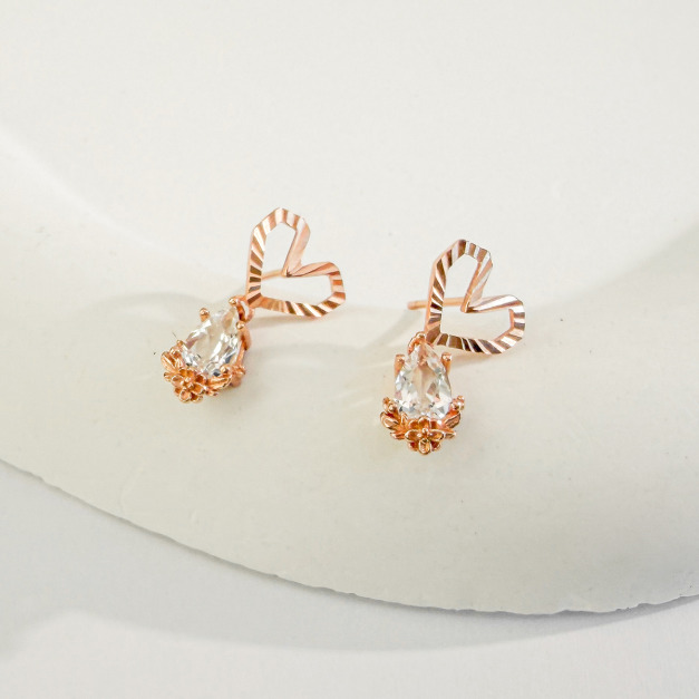 天然石│托帕石心弦微光 ‧ 純銀耳環