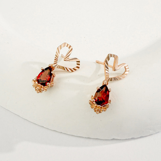 天然石│石榴石心弦微光 ‧ 純銀耳環