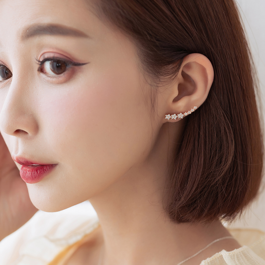 排鑽花 ‧ 純銀耳環