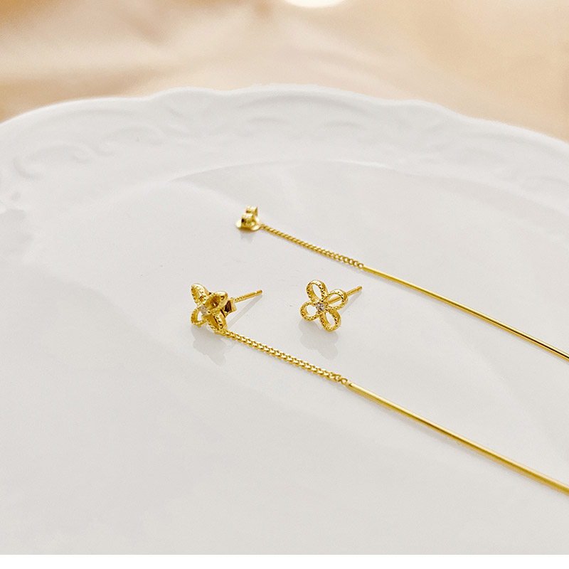 金色小花‧ 純銀耳環| GIFT ACC. | 天然水晶．純銀飾品．點亮內在