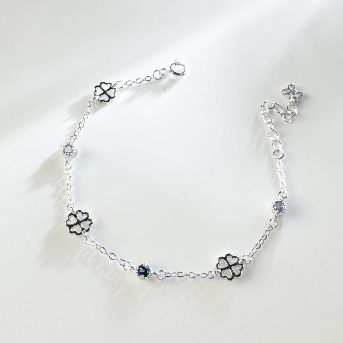 天然石│海藍寶 ‧ 托帕石 ‧ 堇青石│幸運來臨 ‧ 純銀手鍊