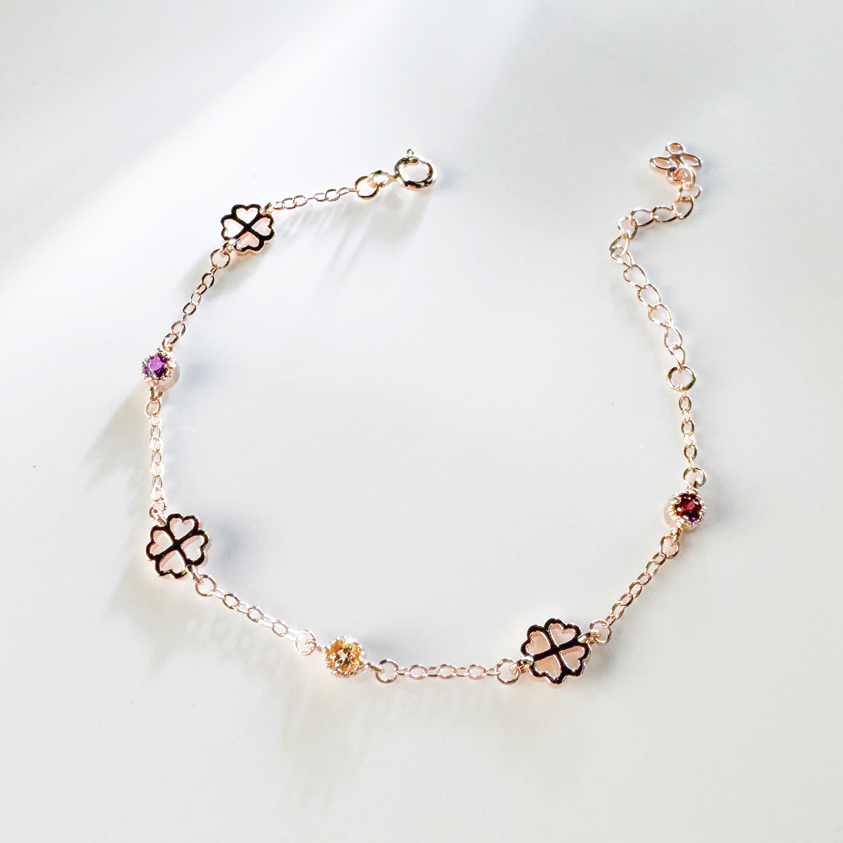 天然石│紫水晶 ‧ 黃水晶 ‧ 石榴石│幸運來臨 ‧ 純銀手鍊