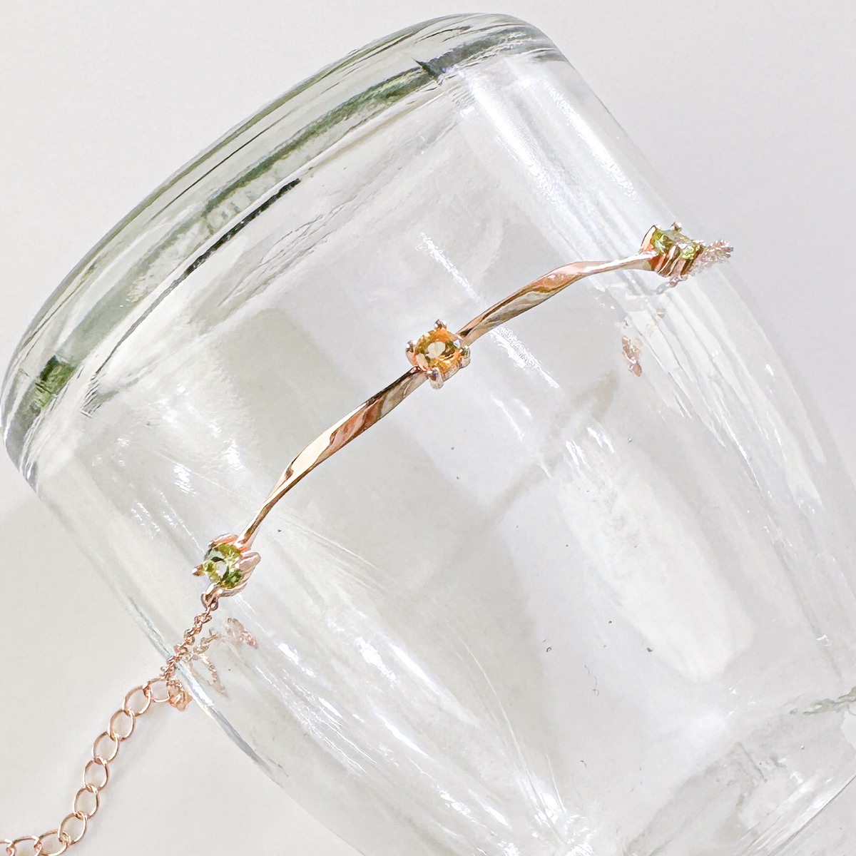 天然石│黃水晶 ‧ 橄欖石│扭轉時光 ‧ 純銀手鍊