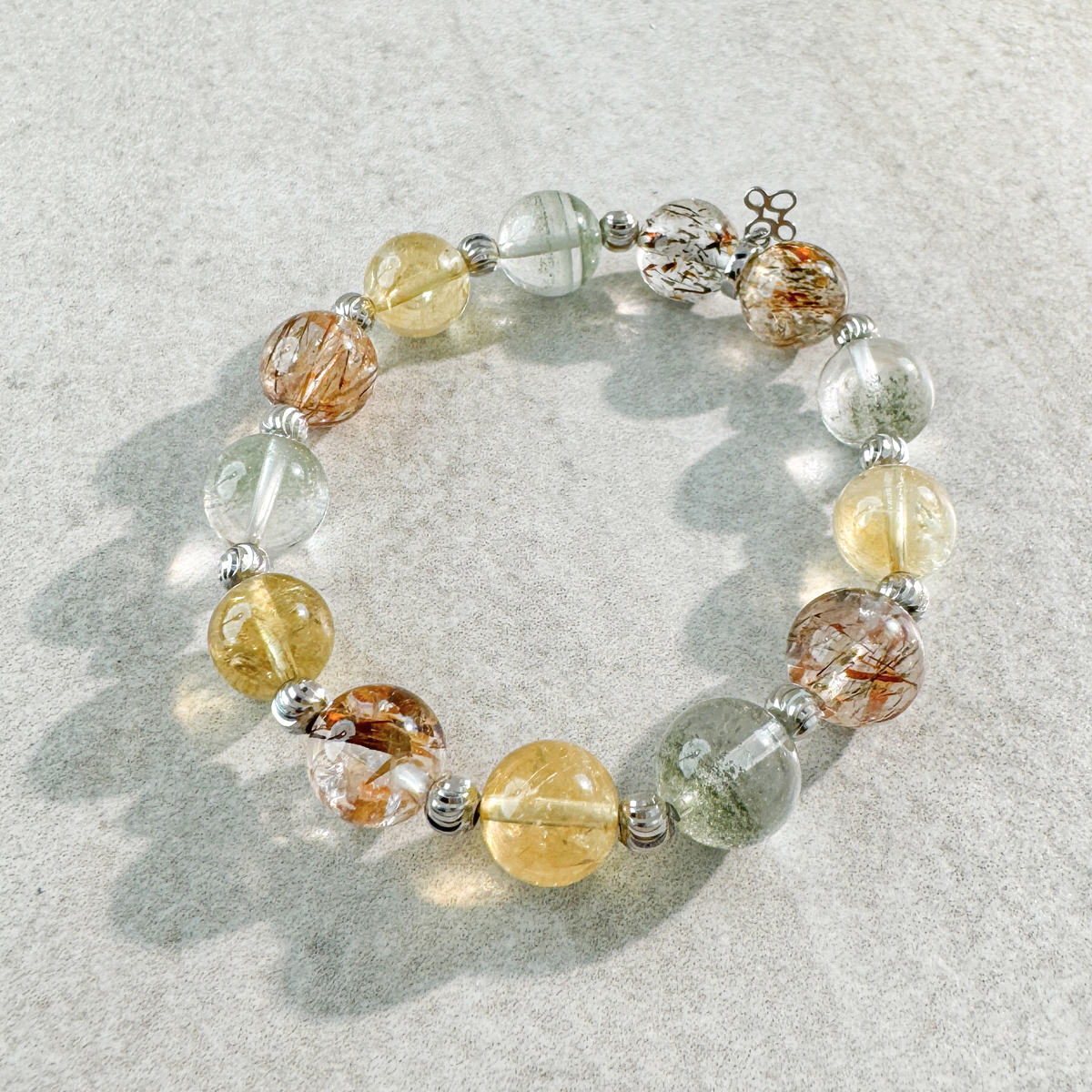 天然石│黑金超七 ‧ 黃水晶 ‧ 綠幽靈│人生勝利組 ‧ 水晶手串