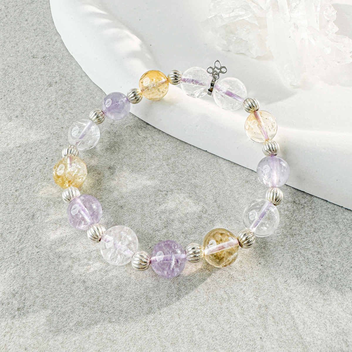 天然石│白水晶 ‧ 紫水晶 ‧ 黃水晶│富裕人生 ‧ 水晶手串