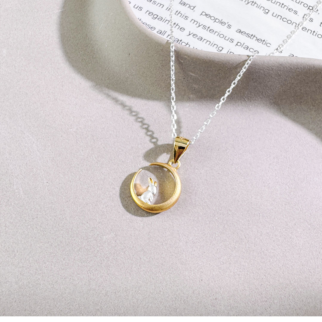 月亮小兔‧ 純銀項鍊| GIFT ACC. | 天然水晶．純銀飾品．點亮內在