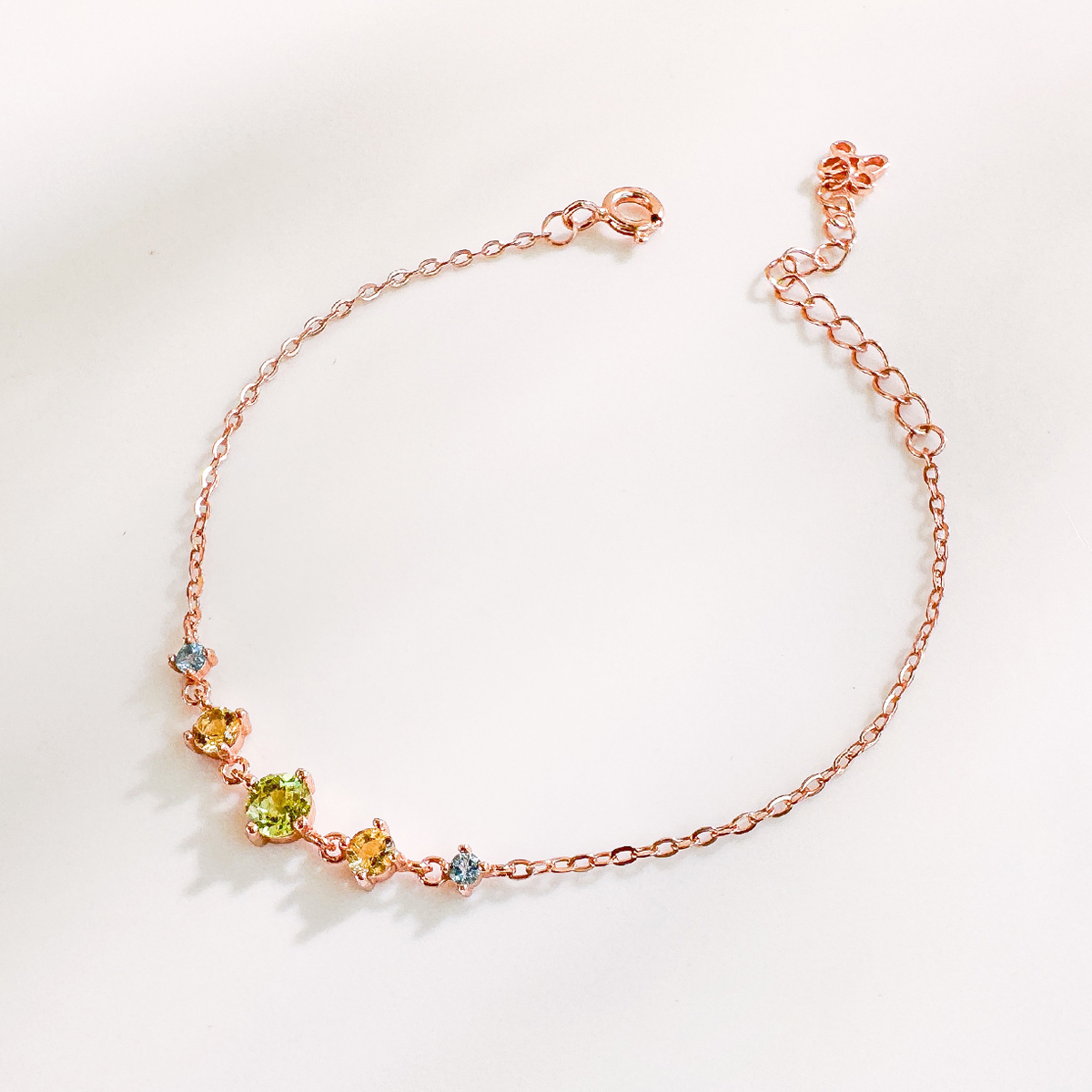 天然石│橄欖石 ‧ 黃水晶 ‧ 托帕石│圓舞曲 ‧ 純銀手鍊