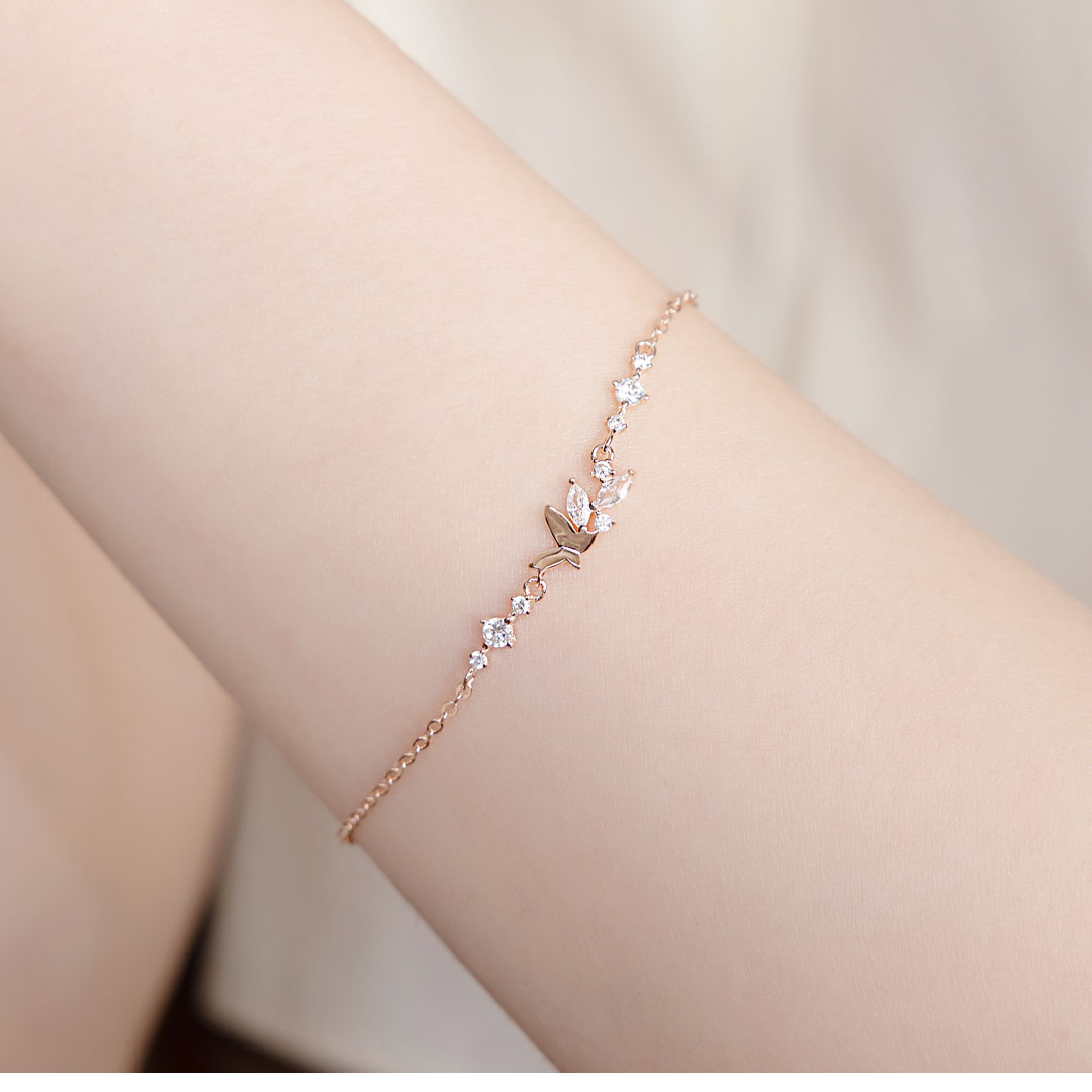 蝴蝶枝枒鑽‧ 純銀手鍊(玫) | GIFT ACC. | 天然水晶．純銀飾品