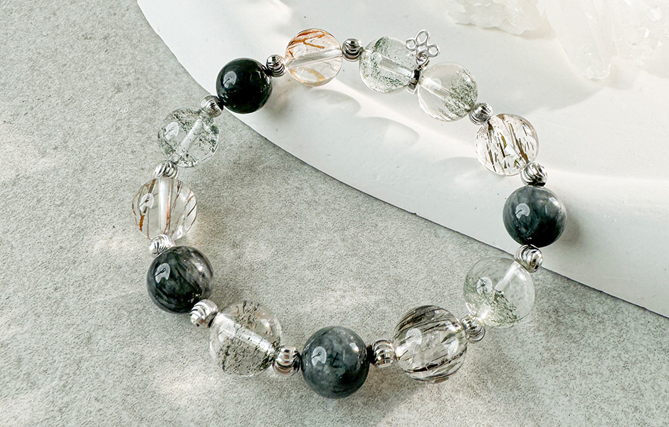 天然石│綠幽靈 ‧ 鷹眼石 ‧ 黑金超七│登峰之路 ‧ 水晶手串