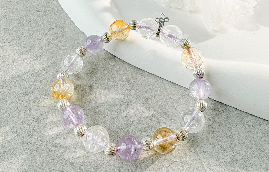 天然石│白水晶 ‧ 紫水晶 ‧ 黃水晶│富裕人生 ‧ 水晶手串