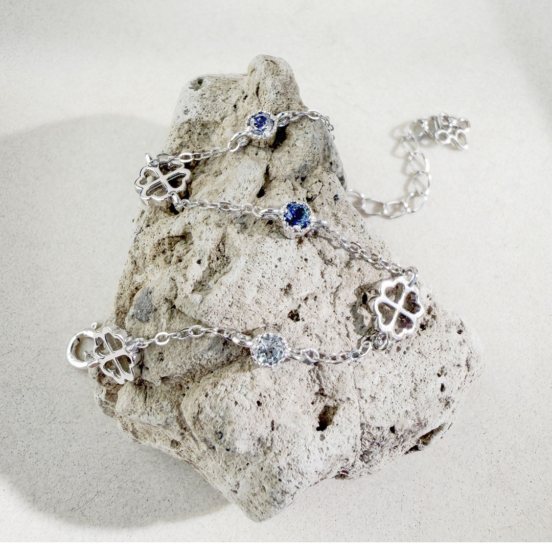 天然石│海藍寶‧ 托帕石‧ 堇青石│幸運來臨‧ 純銀手鍊| GIFT ACC