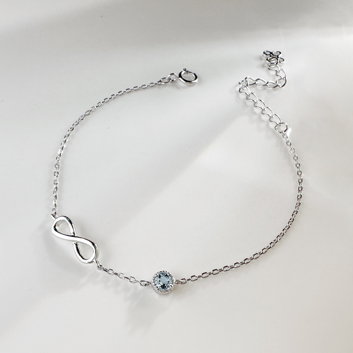 天然石│海藍寶無限美好 ‧ 純銀手鍊