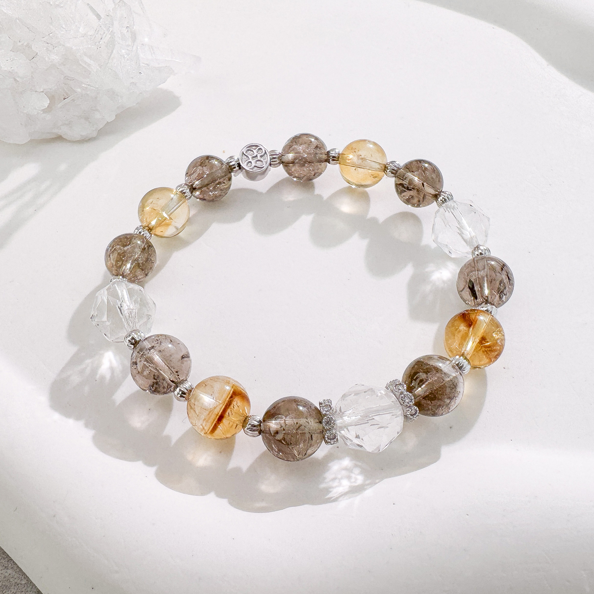 天然石│白水晶 ‧ 茶水晶 ‧ 黃水晶│光輝燦爛 ‧ 水晶手串