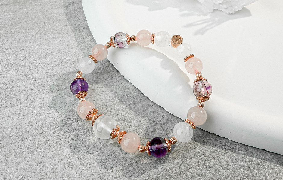 天然石│白幽靈 ‧ 粉水晶 ‧ 超七│春日和煦 ‧ 水晶手串