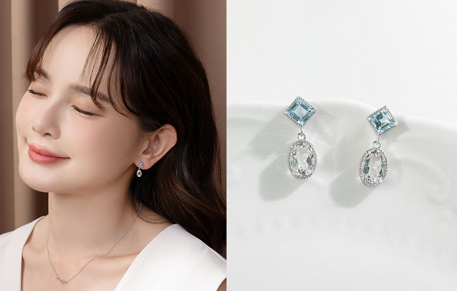 GIFT ACC. 白水晶耳環細節