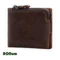 【BONum】復古RFID防盜真皮皮夾附拉鍊零錢包