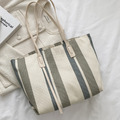 【BONum】ins韓版撞色條紋帆布輕便垂柳托特包_6
