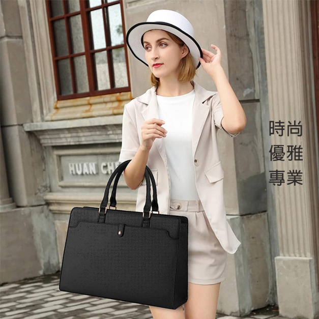 【BONum 】女用多隔層細紋單肩商務電腦包