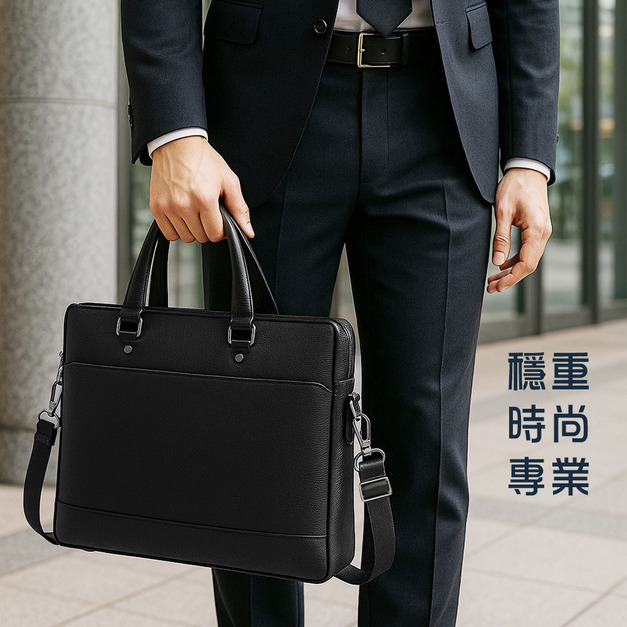【BONum】高階穩重男士大容量真皮商務筆電公事包
