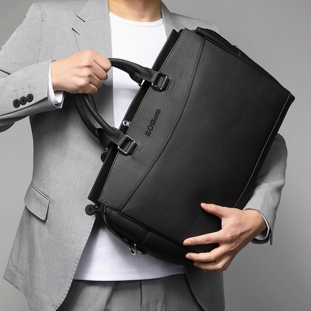【BONum】真皮胖胖型多功能商務出差包 輕旅行包