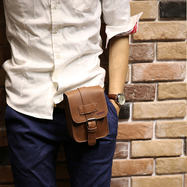 【BONum】瘋馬皮型男胸包 腰包 手機袋 輕便包