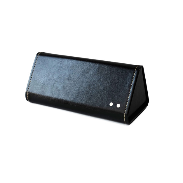 2is Bx03YmD 眼鏡盒 三角形可收納 仿皮紋 黑色 眼鏡盒