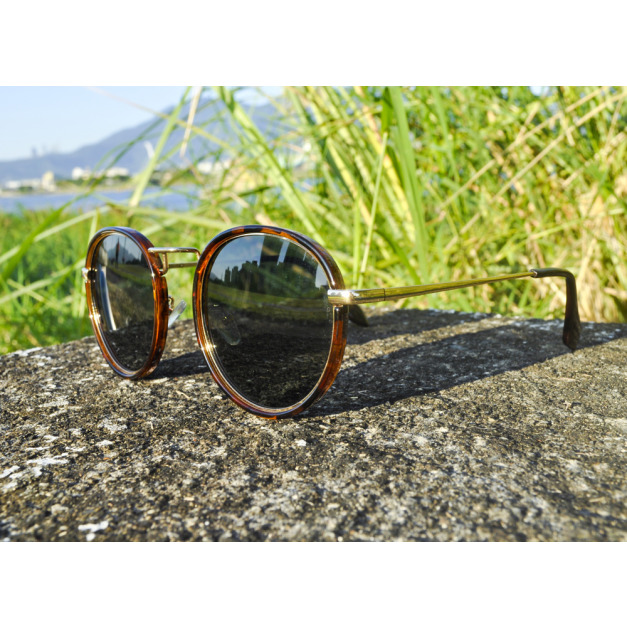 2is PittC 太陽眼鏡 偏光 復古中金款圓框 玳瑁色 抗UV400