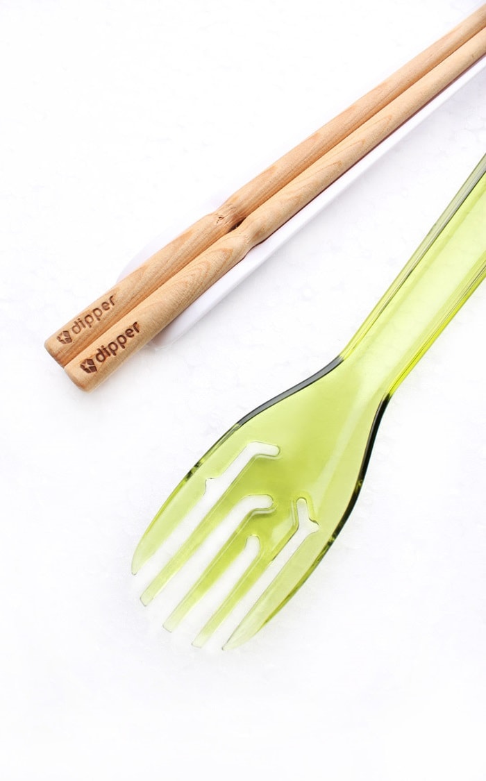 [圣诞节限定]3合1桧木环保餐具筷叉匙组-青嫩绿叉