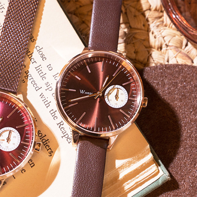 三點位小秒凸玻 - 太陽紋拉紗紅