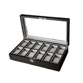 原木手錶收藏盒【12只入】/ 全黑鎖式收納錶盒 (木盒04)