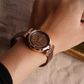 W3.0 氣質小鏤空錶 - 咖啡木頭紋