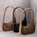 簡約半月形真皮單肩腋下包 三色_1