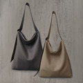 頭層牛皮│中性個性風軟皮斜垮托特包 兩色