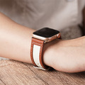 Apple watch - 真皮車縫包邊帆布蘋果錶帶_5
