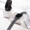 Apple watch - 【沉穩百搭黑灰色系】車線真皮蘋果錶帶