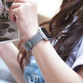 Apple watch - 【沉穩百搭黑灰色系】車線真皮蘋果錶帶_5
