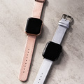 Apple watch - 【夏日熱銷 淺灰x杏桃】車線真皮蘋果錶帶