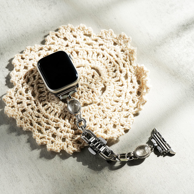 APPLE WATCH - 【Black Rutilated Quartz】手做水晶錶帶錶帶