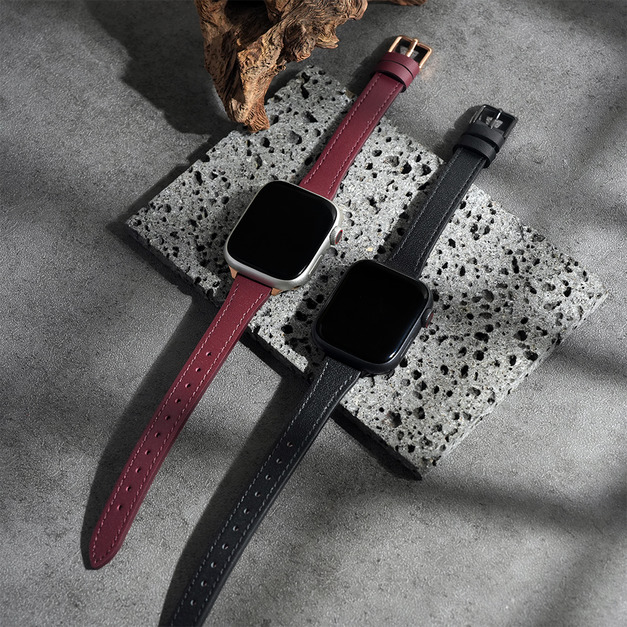 APPLE WATCH｜文青質感 車線尖尾皮革錶帶