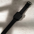 Apple watch - 質感黑釦車縫瘋馬真皮蘋果錶帶_1