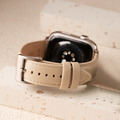Apple Watch -【 奶油色】同色車線真皮蘋果錶帶_1