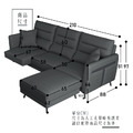 那圖西｜多功能L型貓抓皮沙發-紳士灰-L型沙發210cm_5