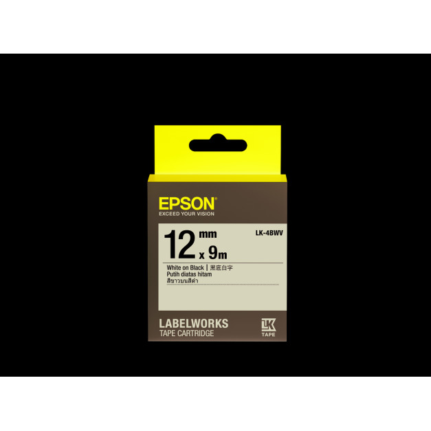 EPSON 原廠黑底標籤帶｜LK-4BWV C53S654415（黑底白字）