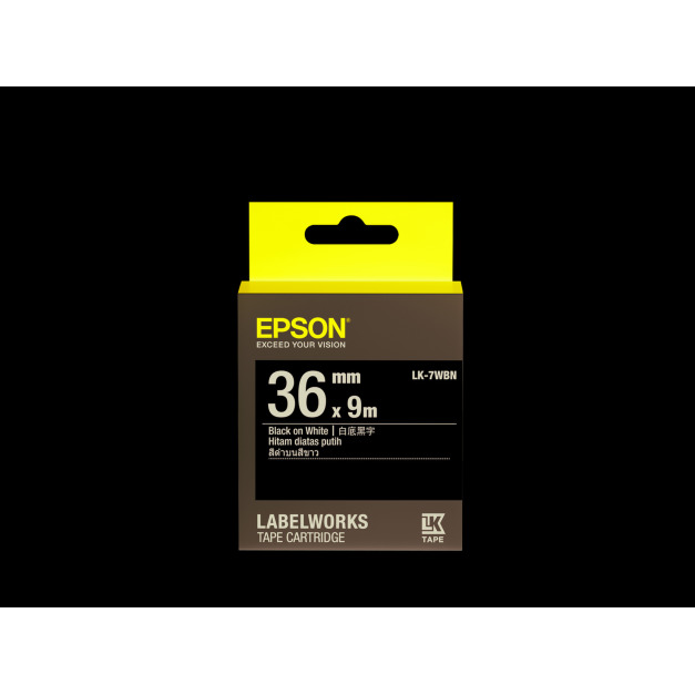 EPSON 原廠一般標籤帶｜LK-7WBN C53S657401（白底黑字）